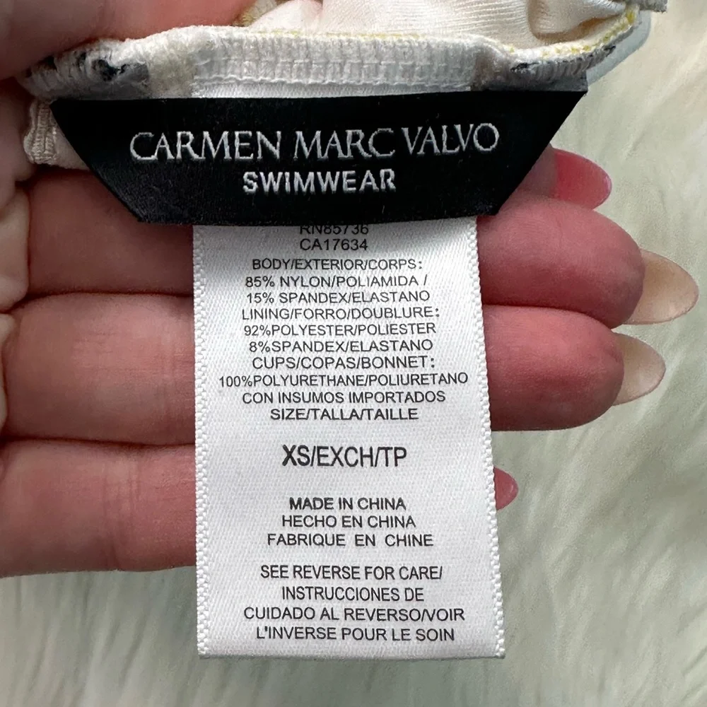 Carmen Marc Valvo Yellow Floral Tankini Swimsuit